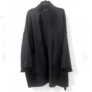 Elegant Black Cardigan with Ribbon Details